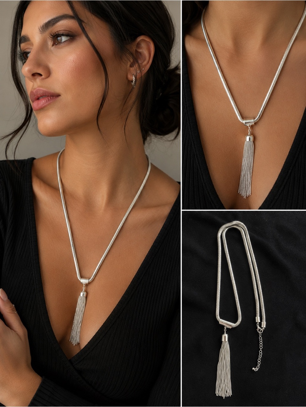 Silver Tassel Pendant Necklace - Women Jewelry